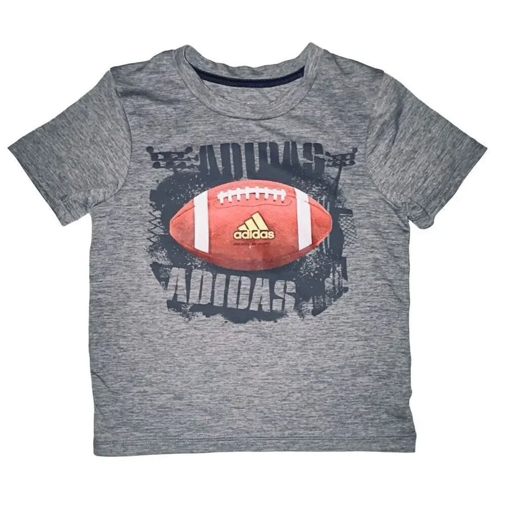 Adidas Football Shirt Boys 4 Youth Gray T-Shirt Short Sleeve